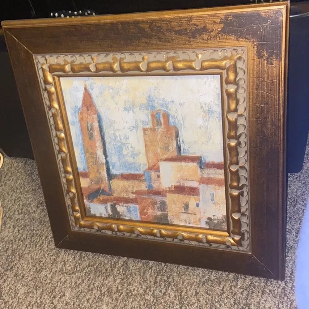 Antique Hand oil painting Frame Vintage